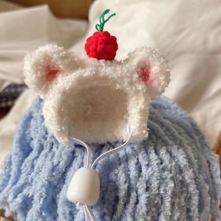 Wholesale plush cute small hat photography props handmade crocheted pet wool hat Winter Mini